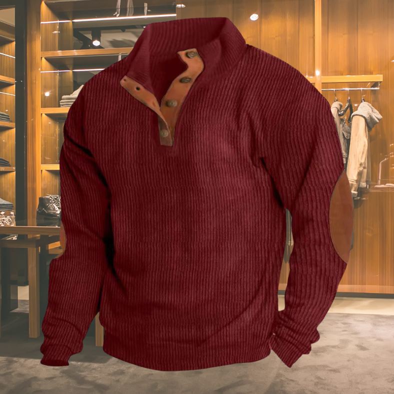 Pullover Retro con Taglio Henley